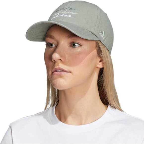 Adidas Womens Silver Green White Baseball Adjustable Cotton Athletic Relaxed Hat main image 4